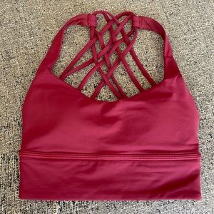 lululemon Free to Be Longline Bra red maroon size 2
